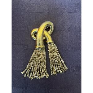 Vintage bold Monet silver knot mens brooch jewelry with tassels